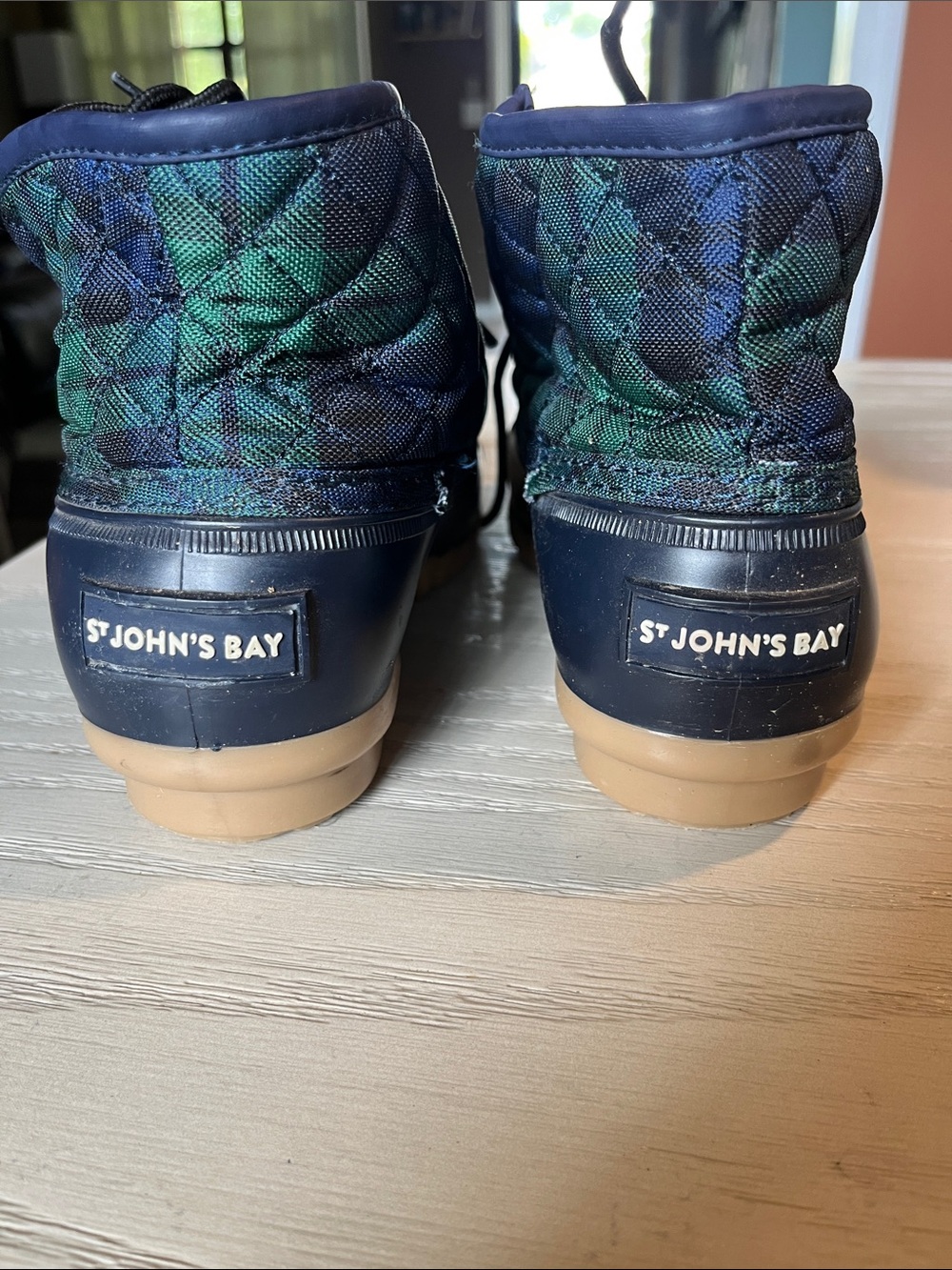 St. John's Bay Quilted Navy & Green Kids Duck Boots - Picture 4 of 4